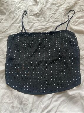 Fleur du Mal Black Studded Silk Cami